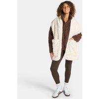OHS Ribbed Faux Fur Pocket Scarf Hand Warmer in Cream