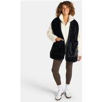 OHS Ribbed Faux Fur Pocket Scarf Hand Warmer in Black