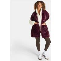 OHS Ribbed Faux Fur Pocket Scarf Hand Warmer in Burgundy