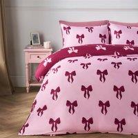 OHS Bows Microfibre Reversible Bedding Set Duvet Cover with Pillowcase in Burgundy | Size: King