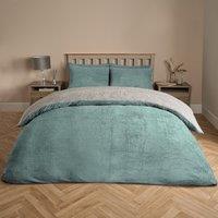 OHS Reversible Teddy Duvet Cover with Pillowcase in Duck Egg Blue | Size: Single