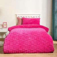 OHS Tufted Heart Duvet Cover with Pillowcase Bedding Set in Bright Pink | Size: Single