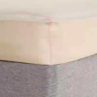 OHS Luxury Plain Dyed Cotton 30cm Deep Fitted Bed Sheet in Natural | Size: King