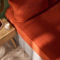 OHS Teddy Fleece Thermal Fitted Bed Sheet in Burnt Orange | Size: King Fitted