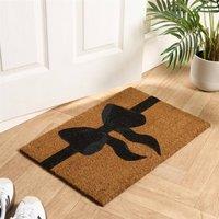 OHS Bow Print Non Slip Coir Mat Doormat Rug in Black | Size: 40 cm x 60 cm