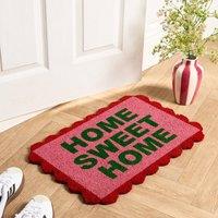 OHS Scallop Edge Slogan Non Slip Coir Mat Doormat Rug in Pink | Size: 40 cm x 60 cm