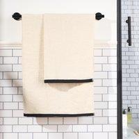 OHS Border Trim Premium Cotton Hand Towel Soft Absorbent in Cream