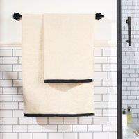 OHS Border Trim Premium Cotton Bath Towel Sheet Soft Absorbent in Cream