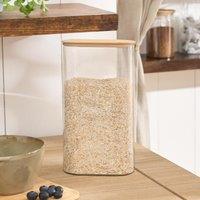 OHS Clear Oval Storage Tub with Lid Pasta Dry Food Container Bamboo in Natural