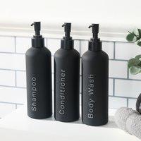 OHS 3 Pack Soap Dispensers Refillable Shampoo Pump Bottles in Black