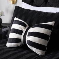 OHS Soft Striped Bow Shaped Decorative Scatter Cushion Back Support Pillow in White | Size: 50 cm x 35 cm