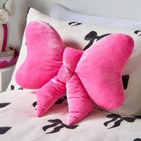 OHS Bow Shaped Velvet Scatter Cushion Xmas Decorative Plush Pillow in Pink