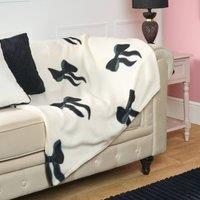 OHS Bows Polar Fleece Soft Warm Throw Blanket in Black | Size: 120 cm x 150 cm