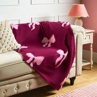 OHS Bows Polar Fleece Soft Warm Throw Blanket in Burgundy | Size: 120 cm x 150 cm