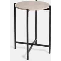OHS Round Side Table Coffee End Tables Nightstand with Metal Frame in Beige