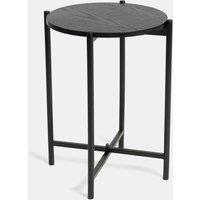 OHS Round Side Table Coffee End Tables Nightstand with Metal Frame in Black