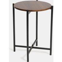OHS Round Side Table Coffee End Tables Nightstand with Metal Frame in Brown