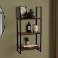 OHS 3 Tier Wall Mounted Shelf Home Display Unit Shelving Bedroom in Brown