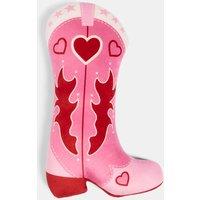 OHS Cowboy Boot Shaped Cushion Soft Plush Decorative Pillow in Pink