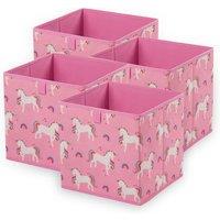 OHS Storage Cube Boxes Unicorn 2 Pack Folding Space Saving Shoe Toy Set in Pink