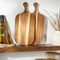 OHS Set of 2 Acacia Wood Serving Chopping Board Cheese Cutting Board in Walnut