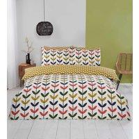 Rapport Home Jules Floral Microfiber Reversible Duvet Cover Set with Pillowcase in Yellow | Size: Single