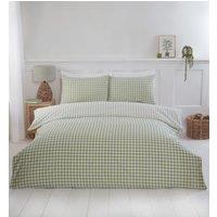 Rapport Home Gingham Polycotton Check Polycotton Duvet Cover Set With Pillowcase in Green | Size: Single