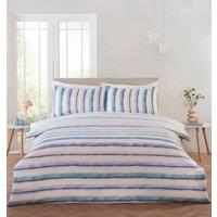 Rapport Home Horizon Stripped Polyester Reversible Duvet Cover Set with Pillowcase | Size: Single