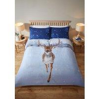 Rapport Home Montrose Stag Polycotton Duvet Cover Set With Pillowcase in Blue | Size: Single