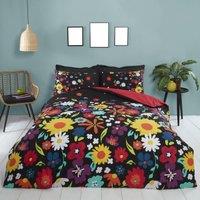 Rapport Home Brighton Floral Polycotton Duvet Cover Set With Pillowcase in Black | Size: Single