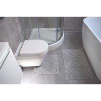 Rapport Home Kyra 2 Piece Bathroom Cotton Mat & Pedestal Set in Silver