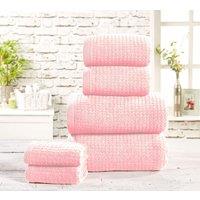 Rapport Home Waffle Textured Cotton Towels Super Soft & Absorbent in Dusty Pink