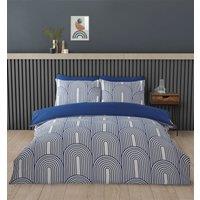 Rapport Home Arches Geometric Polycotton Duvet Cover Set With Pillowcase in Blue | Size: Single