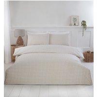 Rapport Home Gingham Polycotton Check Polycotton Duvet Cover Set With Pillowcase in Natural | Size: Single