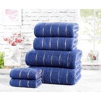 Rapport Home Sandringham Stripe Pure Cotton Towels in Navy