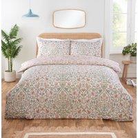 Rapport Home Harrow Microfibre Floral Reversible Duvet Cover Set with Pillowcase in Natural | Size: Single