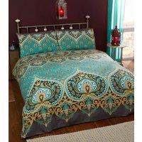 Rapport Home Asha Polycotton Duvet Cover Set With Pillowcase in Emerald | Size: Single