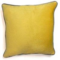 Rapport Home Piped Velvet Polyester Cushion Cover in Mustard | Size: 43 cm x 43 cm