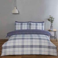 Rapport Home Harris Check Polyester Duvet Cover Set with Pillowcase in Blue | Size: Double