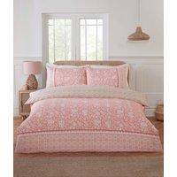 Rapport Home Eleanor Floral Geometric Reversible Duvet Cover Set with Pillowcase in Pink | Size: Single