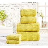 Rapport Home Waffle Textured Cotton Towels Super Soft & Absorbent in Yellow
