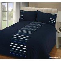 Rapport Home Manhattan Polyester Duvet Cover Set with Pillowcase in Navy | Size: King