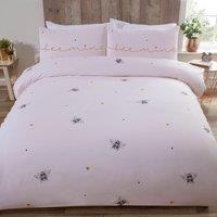 Rapport Home Bee Mine Polycotton Duvet Cover Set with Pillowcase in Baby Pink | Size: Single