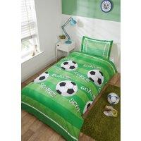 Rapport Home Goal Polycotton Duvet with Pillowcase in Bright Green | Size: Single