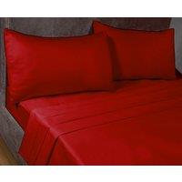Rapport Home SleepND Percale 180 Thread Count Polycotton Plain Fitted Sheet (16" Box) in Red | Size: Single