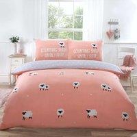 Rapport Home Counting Sheep Microfibre Duvet Cover Set Cover with Pillowcase in Dusty Pink | Size: King