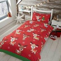 Rapport Home Rudolph & Friends Duvet Cover Set with Pillowcase in Red | Size: Double