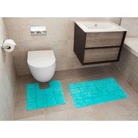 Rapport Home Tile 2 Piece Bathroom Cotton Mat & Pedestal Set in Aqua
