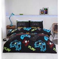 Rapport Home Gamer Microfiber Polyester Duvet Cover Set with Pillowcase in Black | Size: Double