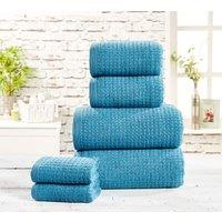 Rapport Home Waffle Textured Cotton Towels Super Soft & Absorbent in Blue